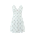 Sottoveste in raso bianco a fiori con pizzo e dettaglio fiore 3D rosa su sfondo bianco - S / Bianco