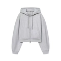 Felpa corta con cappuccio grigio chiaro con zip e tessuto spesso testurizzato - XS / Grigio chiaro