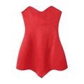 Top a corsetto in raso rosso con scollo a cuore e orlo a punta da donna - S / Rosso