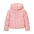 Doudoune à capuche rose pour femme avec imprimé géométrique et boutons-pression en métal - S / Pêche