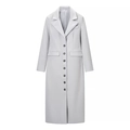 Slim fit light grey wool coat with lapel collar and single breasted button closure - S / Light Gray