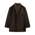 Women's dark brown faux fur coat with large lapels and plush texture for winter fashion - S / Dark Brown
