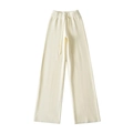 Pantaloni a gamba larga in maglia spessa invernale con coulisse in vita bianco crema - S / Bianco Sporco
