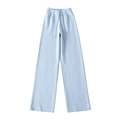 Winter light blue wide-leg knitted trousers with drawstring waist and high-rise draping - Glacier Blue