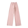 Pantaloni in maglia rosa a vita alta e gamba larga da donna con coulisse invernale - S / Rosa Fior di Pesco