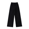 Pantaloni a gamba larga in maglia nera spessa con coulisse e vita alta elastica - S / Nero