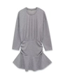 Slim fit grey long sleeve dress with soft ribbed fabric and elegant ruffled hem - S / Light Gray
