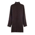 Detail of dark brown knit dress featuring ribbed cuffs and vertical center seam texture - S / Coffee