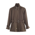 Trench-coat femme marron foncé avec col montant, ceinture et boucles aux poignets - XS / Brun Foncé