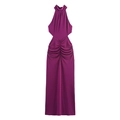 Robe longue dos nu bordeaux avec découpes à la taille et fronces centrales élégantes - XS / Violet