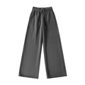 Thick fleece-lined charcoal grey wide leg sweatpants with drawstring elastic waistband - Carbon Gray