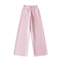 Women's pink high-waist wide-leg sweatpants with drawstring and elastic waistband - S / Pink