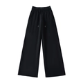 Women's black thick fleece-lined wide-leg sports trousers with drawstring waist - S / Black