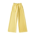 Light yellow wide-leg fleece sweatpants with adjustable drawstring and elastic waistband - S / Yellow