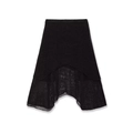 Dettaglio gonna nera in maglia metallizzata con orlo ondulato asimmetrico e trama in mesh - Taglia S / Nero