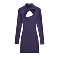 Sexy dunkelviolettes langärmliges Bodycon-Kleid mit Brust-Ausschnitt und Slim-Fit - S / Marineblau