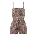 Women's leopard print spaghetti strap romper with elastic waist and casual fit - S / Leopard Print