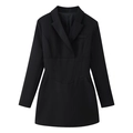 Vestido blazer negro entallado de manga larga con detalle de cintura para mujer - S / Negro