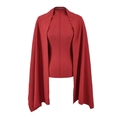 Red chiffon two-piece shawl and long-sleeve slim fit top set with stand collar - S / Burgundy