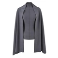 Slim fit velvet base top with a matching dark grey shawl cape two-piece set - S / Tops / Dark Gray