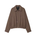 Dunkelbraune Damenjacke in Übergröße mit strukturierter Oberfläche und elastischem Saum Design - XS / Tops