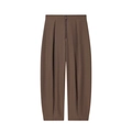 Damenhose mit hoher Taille in Dunkelbraun mit weitem Bein und Reißverschluss vorne - XS / Pants
