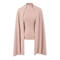 Slim-fit pink long-sleeved turtleneck top with matching shawl piece and center seam detail - S / Misty Pink
