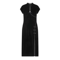 Elegante abito qipao in velluto nero con collo alto, scollo a goccia e spacco laterale unico - XS / Nero
