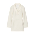 Robe blazer chic blanc crème avec taille cintrée et manches longues ajustées - S / Blanc