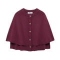 Detailed view of dark wine red knit cardigan with single-breasted buttons and soft texture - S / Red
