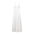 Detail of white satin dress featuring elegant cross-back straps and silky smooth texture - XS / Top And Bottom / White