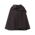 Kurzer schokobrauner Wollmantel mit Schalkragen und Einknopf-Design für Damen - XS / Kaffeebraun