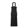 Elegante zwarte halterjurk met een transparante geplooide rok en een strak lijfje - XS / Zwart