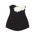 Détail du haut bustier noir orné de deux grandes fleurs blanches en relief 3D - XS / Noir