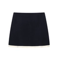 A-lijn gebreide rok voor dames in donkerblauw met contrasterend wit zoomdetail - S / Skirts