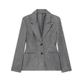Women's slim fit grey herringbone blazer with single-breasted two-button closure - S / Gray