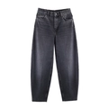 Hoch taillierte, lockere Barrel-Jeans in gewaschenem Grau mit Retro-Streetwear-Stil - XS / Schwarz