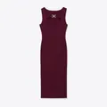 Robe en maille côtelée bordeaux sans manches avec découpe frontale et boucle en métal - S / Fuchsia