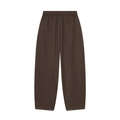 Detalle del pantalón ancho marrón oscuro de cintura alta con raya central y cintura elástica - S / Pantalones Marrón Oscuro