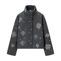 Veste en laine gris foncé à col montant avec sequins argentés en forme de flocons - XS / Noir