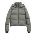 Veste en coton courte matelassée à capuche vert sauge avec poignets coupe-vent femme - XS / Vert Foncé