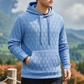 Détail d'un sweat à capuche bleu clair pour homme avec texture de tissu 3D gaufré - M / Bleu Ciel