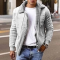 Herren Winterjacke aus Wildlederimitat mit dickem grauem Fleecefutter und Reißverschluss - M / Grau