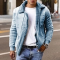 Hellblaue Herren Winterjacke aus Wildlederimitat mit warmem Futter und Reißverschluss - M / Blau