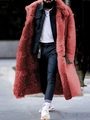 Men's oversized red faux fur long coat with wide lapels for winter warmth - S / Tops / Scarlet