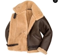 Classic dark brown B3 shearling jacket with faux fur lining and leather exterior - S / Tops / Brown
