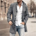 Men's slim fit grey plaid wool blend coat in mid-length single-breasted design - M / Tops / Gray Striped