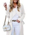 Women's white mid-length trench coat with large lapels and stylish bow-tie cuffs - S / White