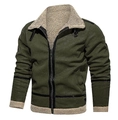 Abrigo de invierno para hombre en ante sintético verde oscuro con cuello de forro polar - S / Verde