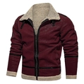 Chaqueta de hombre en ante sintético burdeos con forro de lana sherpa gruesa - Burdeos